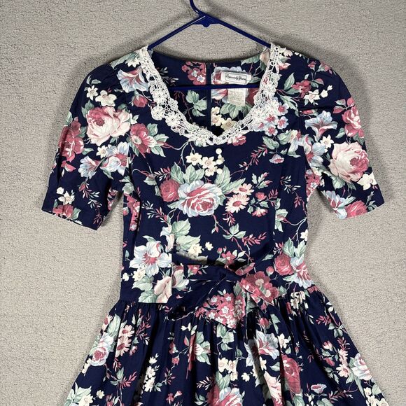 Vintage Especially Yours Dress Women’s Size 7 Basque Waist Fit And Flare Floral - Picture 2 of 14